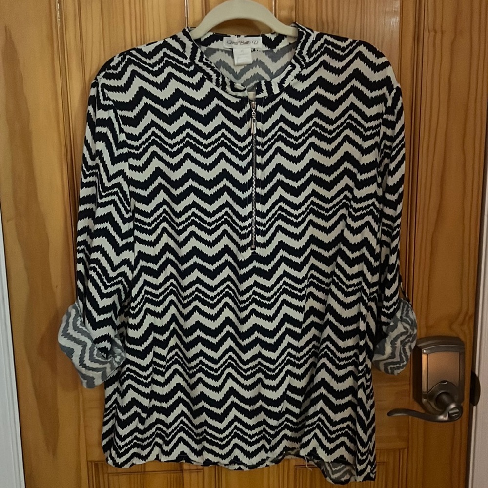 Navy blue and white, Ms Bella D blouse.